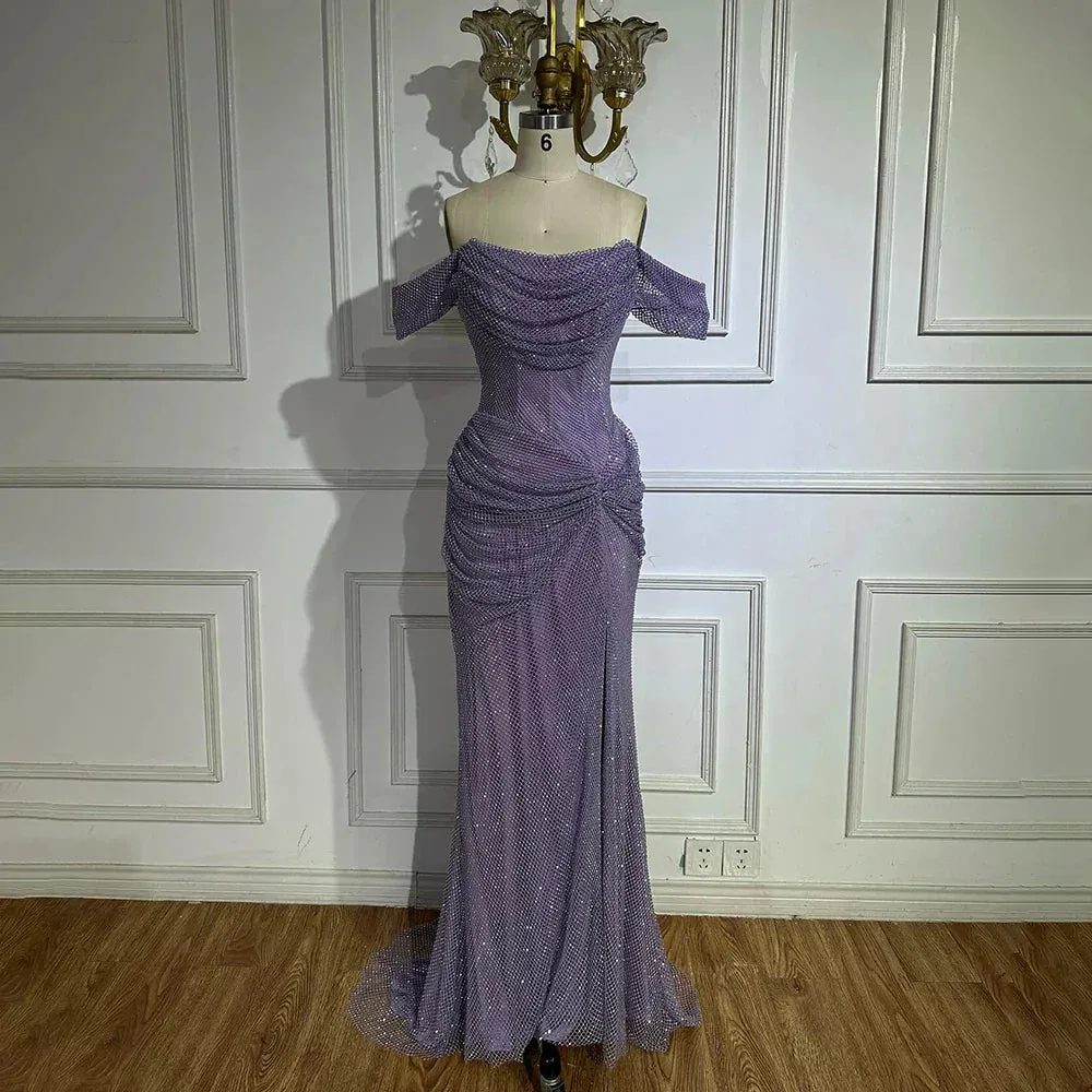 Diynav Purple Evening Dresses Gowns with Sleeveless Tulle for Formal Occasion 2025 HZ1017