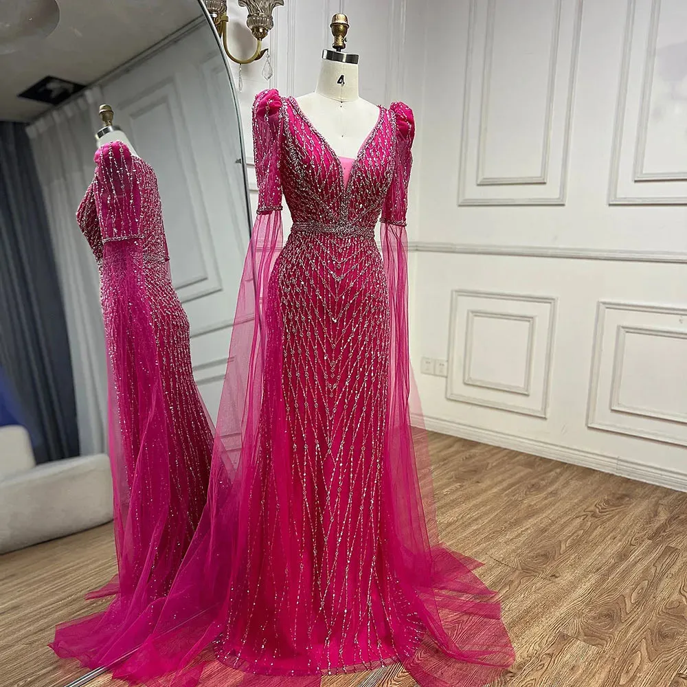 Diynav Fuchsia Evening Dress Mermaid Gown for Formal Occasion HZ1017 - Image 7