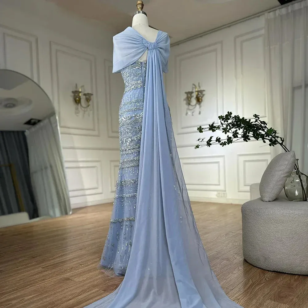 Diynav Dubai Evening Dress with Cape Long Party Gowns HZ1017 - Image 8