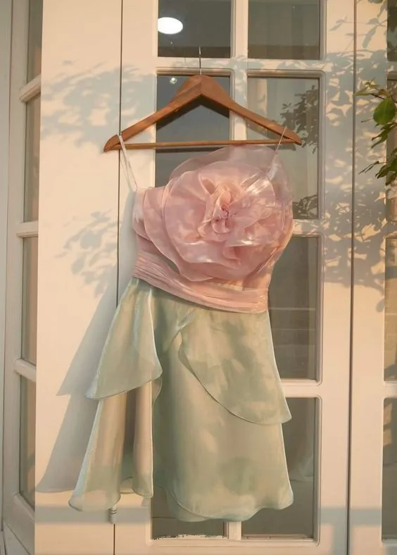 Diynav Flower Design Short Homecoming Dress,Mini Dress,Beach Dress HZ1017