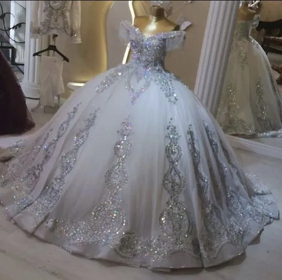 Diynav Silver Quinceanera Dress Ball Gown Sweet 16 Dress HZ1017