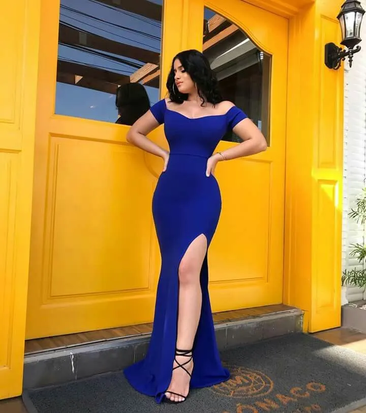 Diynav Shoulder High Slit Evening Dress Bridesmaid Dress HZ1017