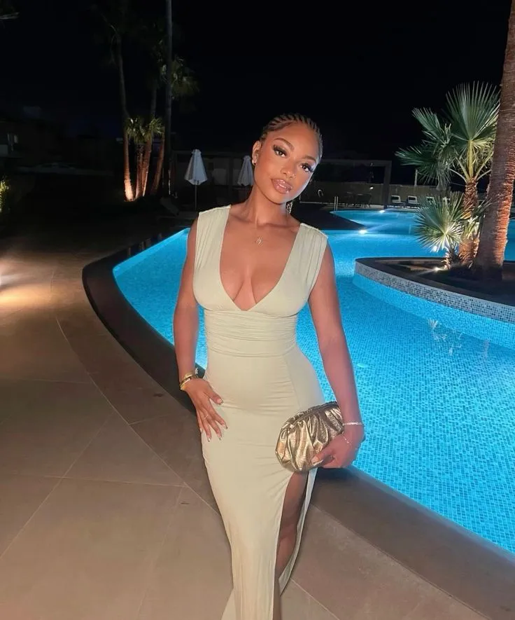 Diynav Deep V Neck Sheath Evening Dress With Split HZ1017