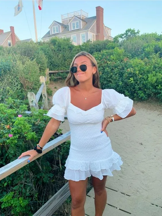 Diynav Retro Homecoming Dress,White Summer Dress HZ1017