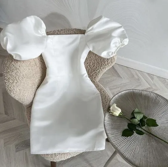 Diynav White Square Neckline Homecoming Dress,Birthday Outfit Dress HZ1017