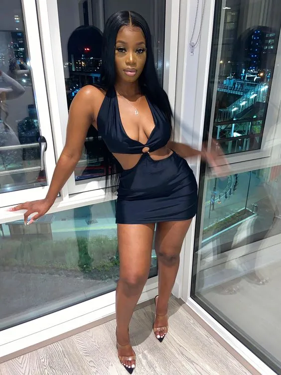 Diynav Halter Neckline Homecoming Dress,Club Dress HZ1017