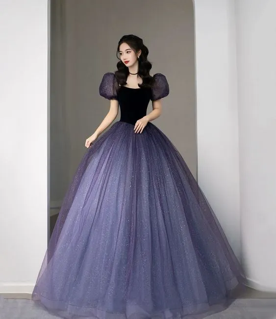 Diynav Tulle Sequin Long Princess Dress Evening Gown HZ1017