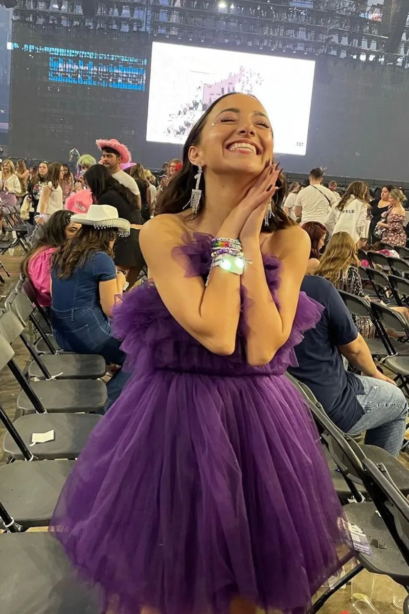 Diynav Purple A-line Tulle Homecoming Dress HZ1017