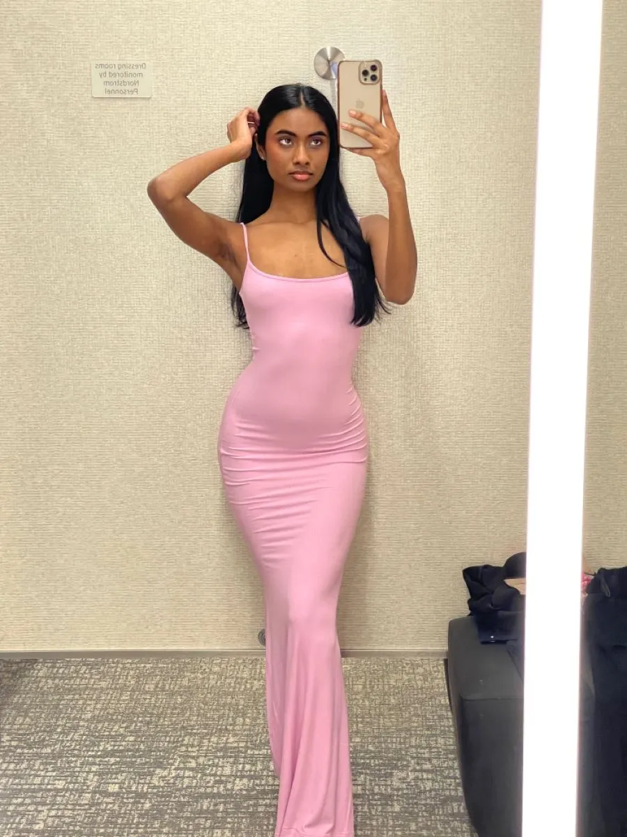 Diynav Skims Pink Bodycon Dress,Sexy Light Pink Evening Dress,Light Pink Maxi Dress HZ1017