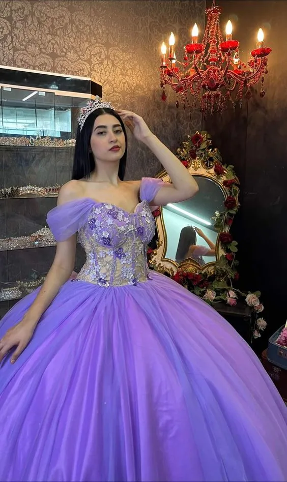 Diynav Off The Shoulder Tulle Ball Gown,Sweet 16 Dress HZ1017