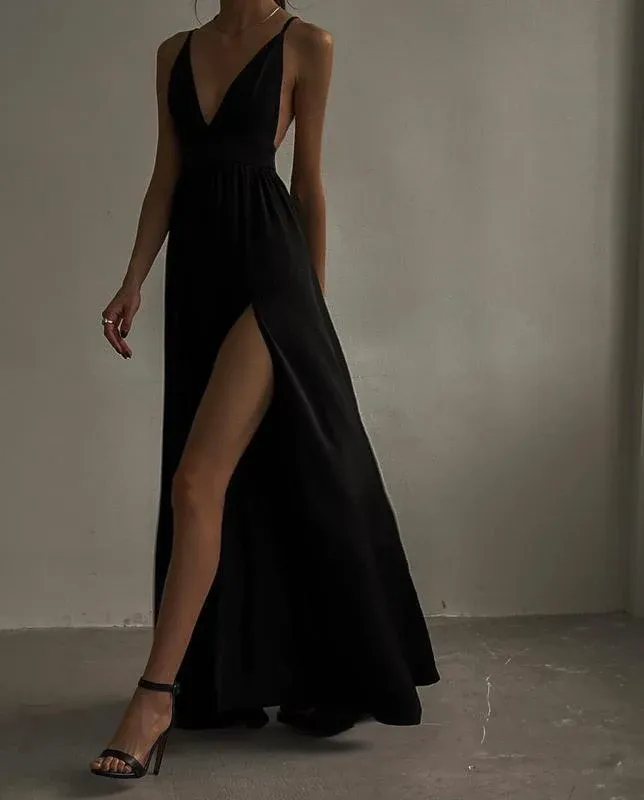 Diynav black long prom dress evening dress HZ1017