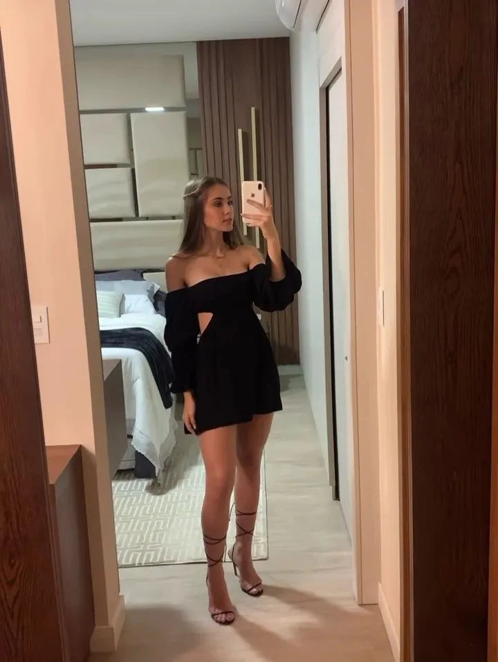 Diynav Strapless Homecoming Dress with Long Sleeves,Black Party Dress HZ1017