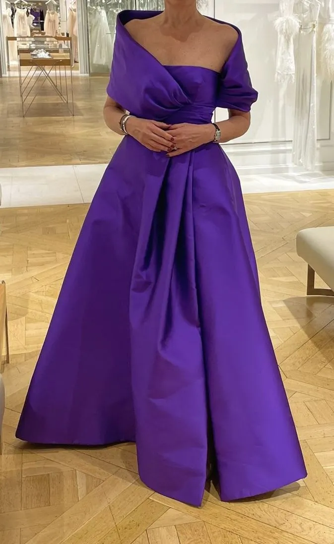 Diynav A-line Satin Long Prom Dress,Purple Evening Dress HZ1017