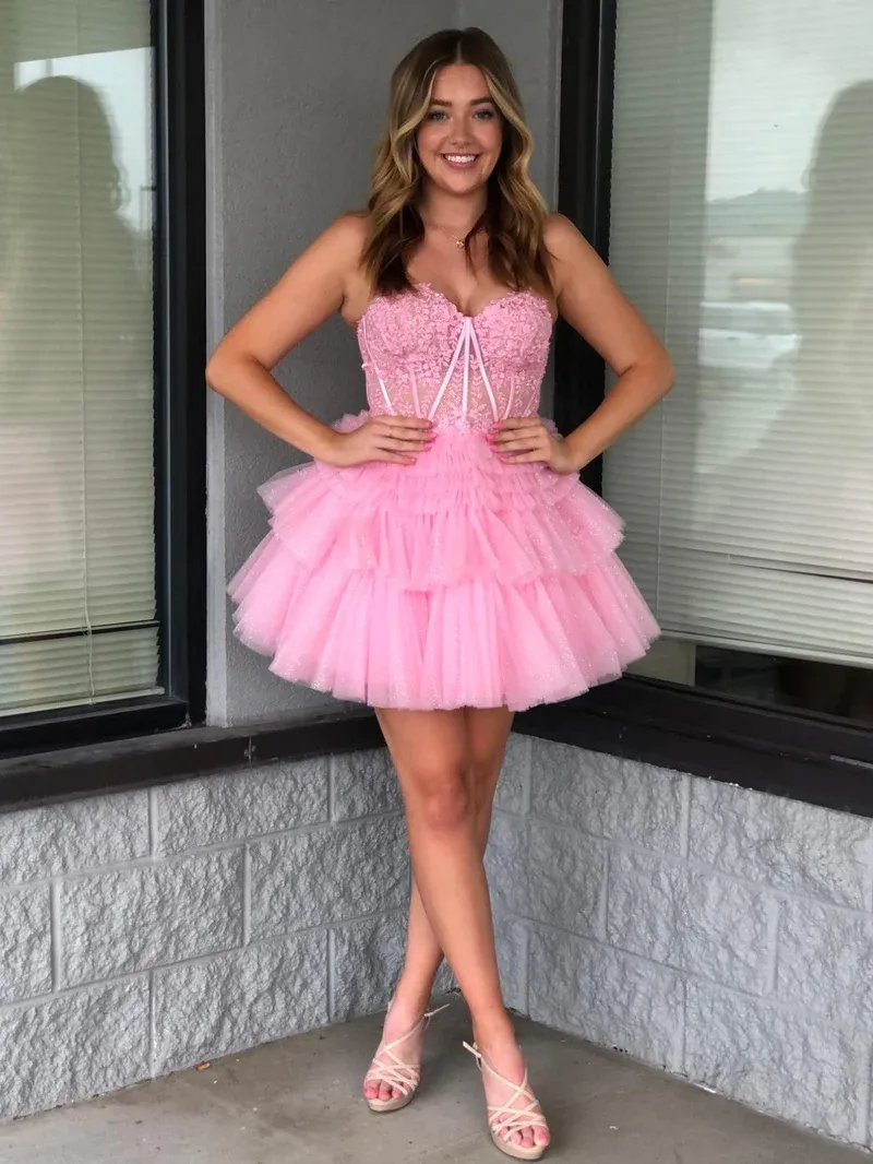 Diynav Line Sweetheart Homecoming Dress with Ruffles HZ1017