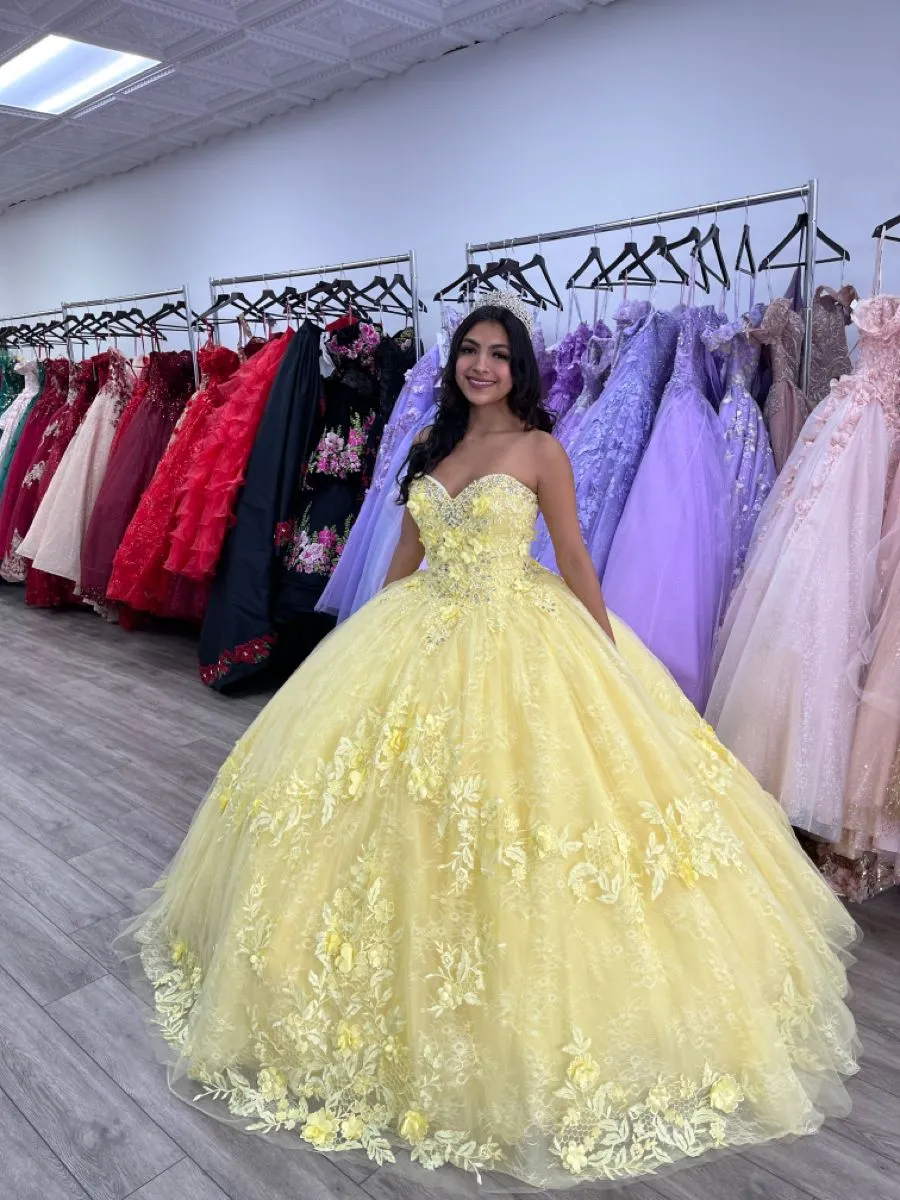 Diynav Yellow Ball Gown,Sweet 16 Dress,Lace Princess Dress HZ1017