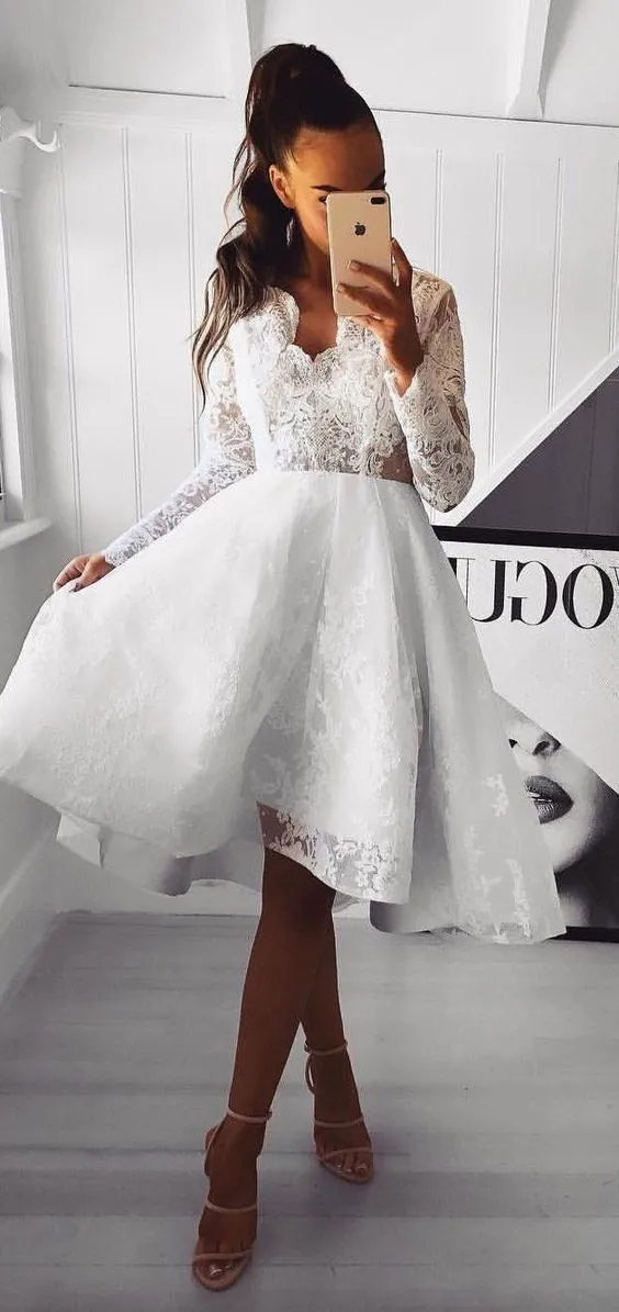 Diynav V-Neck A-Line Dresses,Short Prom Dresses,Cheap Homecoming Dresses, Graduation Dress, Formal Women Dress HZ1017