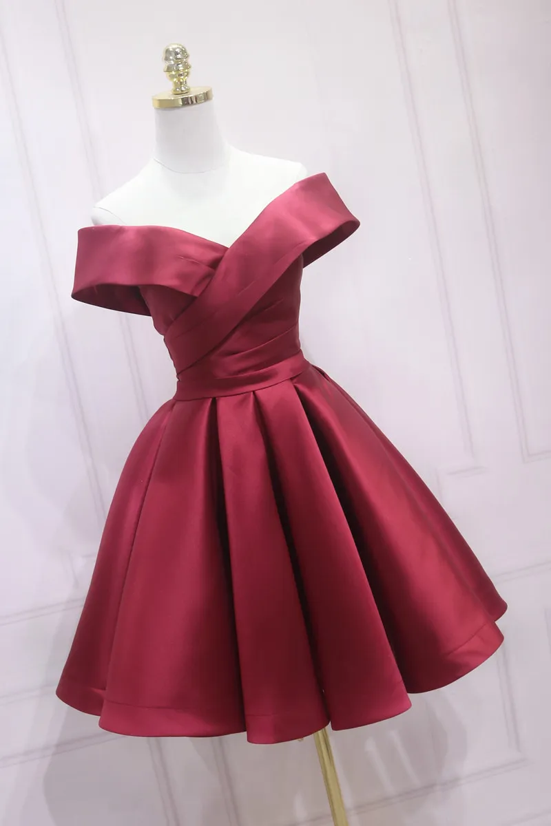 Diynav the shoulder burgundy homecoming dress HZ1017