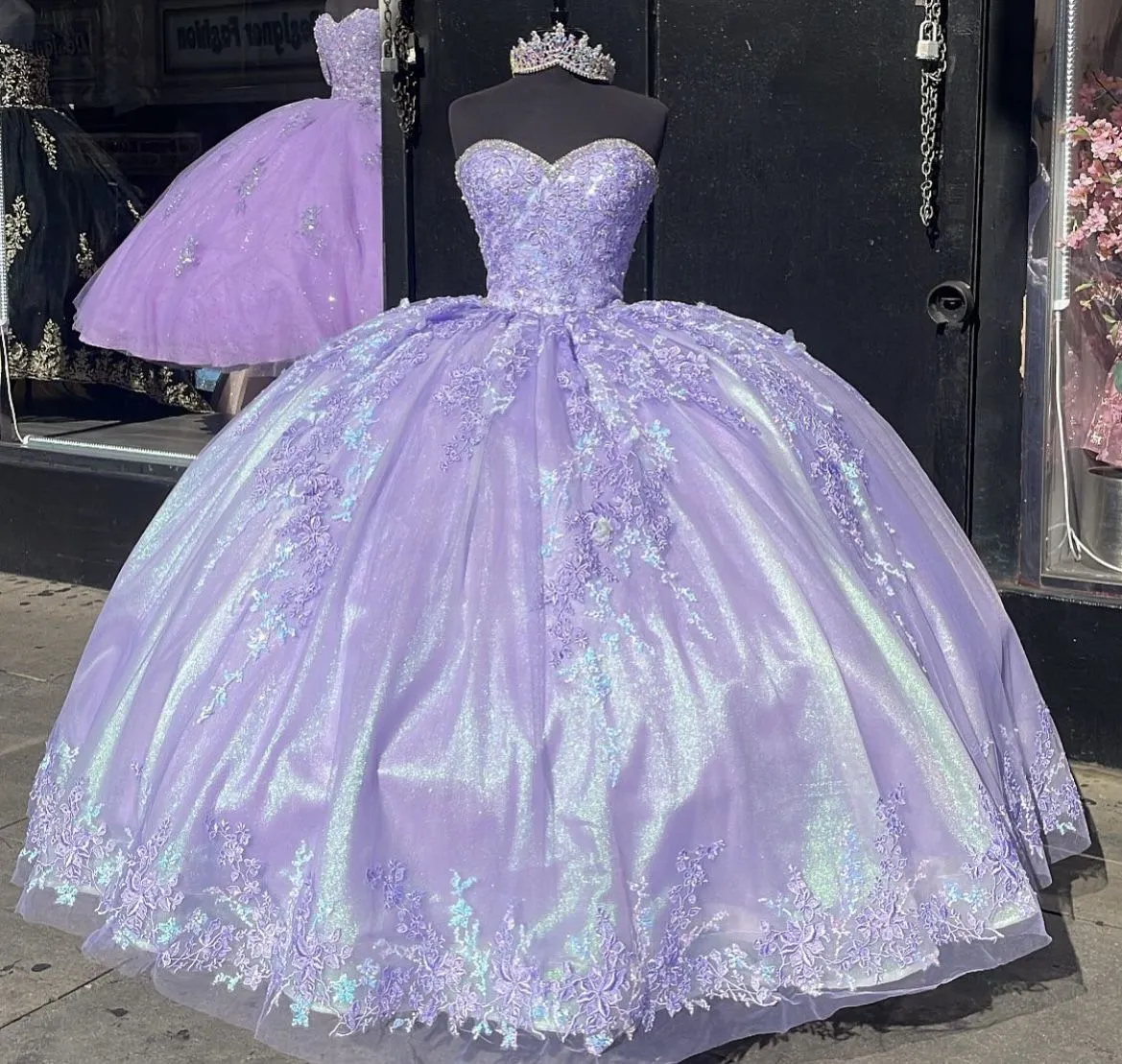 Diynav Lace Lavender Quinceanera Dress Ball Gown Sweet 16 Dress HZ1017