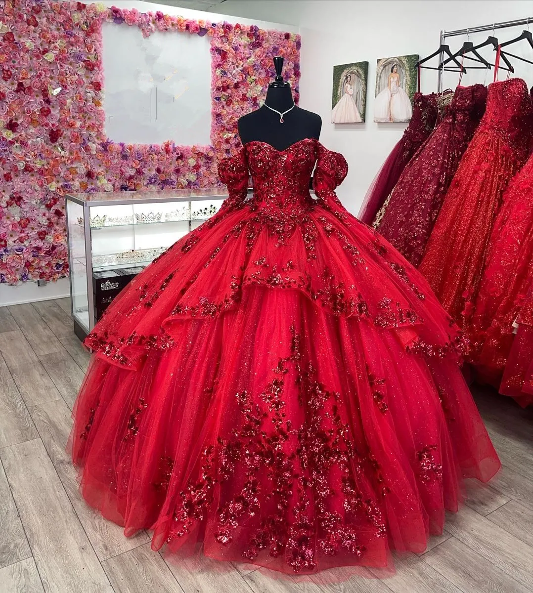 Diynav Red Quinceanera Dresses,Red Ball Gown,Sweet 15 Dress HZ1017