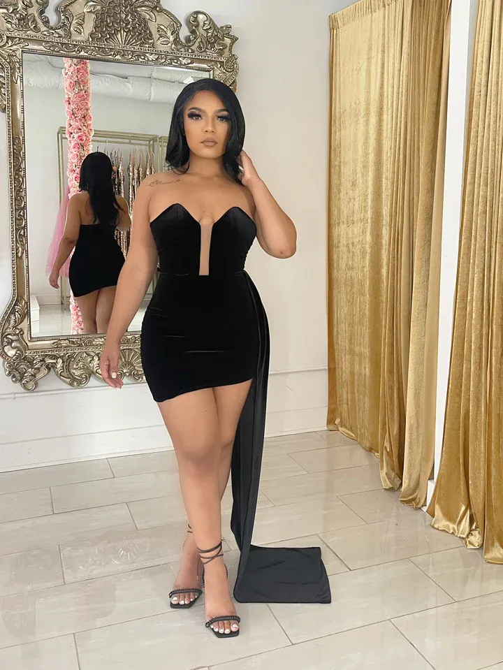 Diynav Velvet Short Homecoming Dress Zipper Back HZ1017