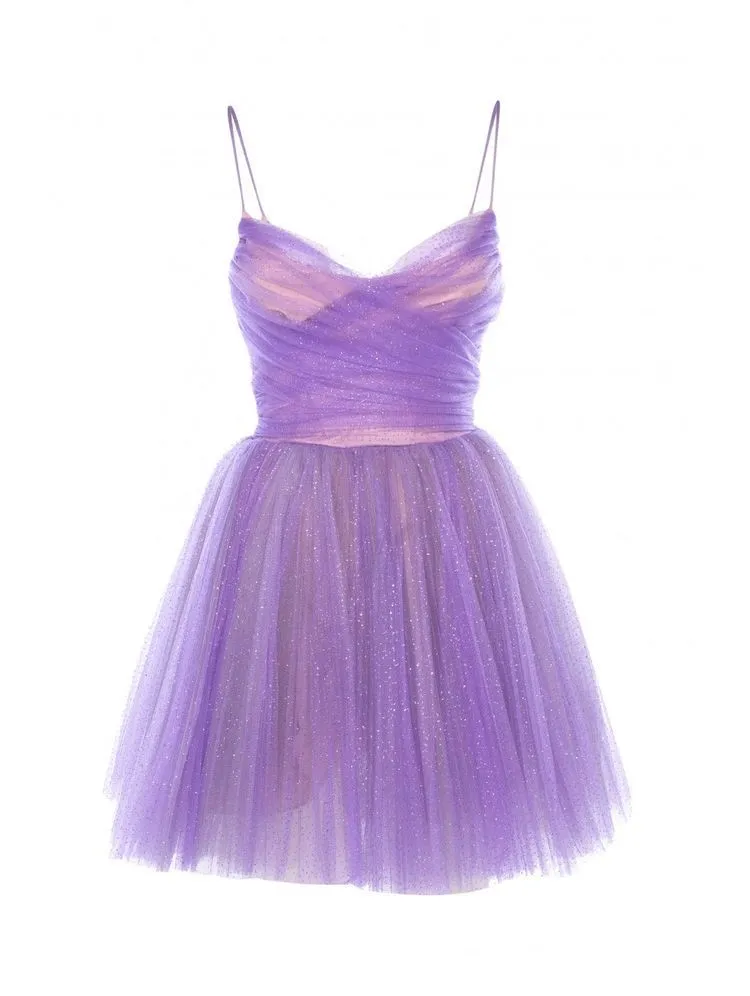 Diynav Spaghetti Straps Tulle Homecoming Dress Cute Birthday Party Dress HZ1017