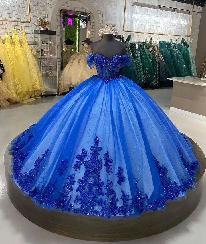 Diynav Blue Ball Gown Quinceanera Dresses Beading Sweet 16 Dress HZ1017