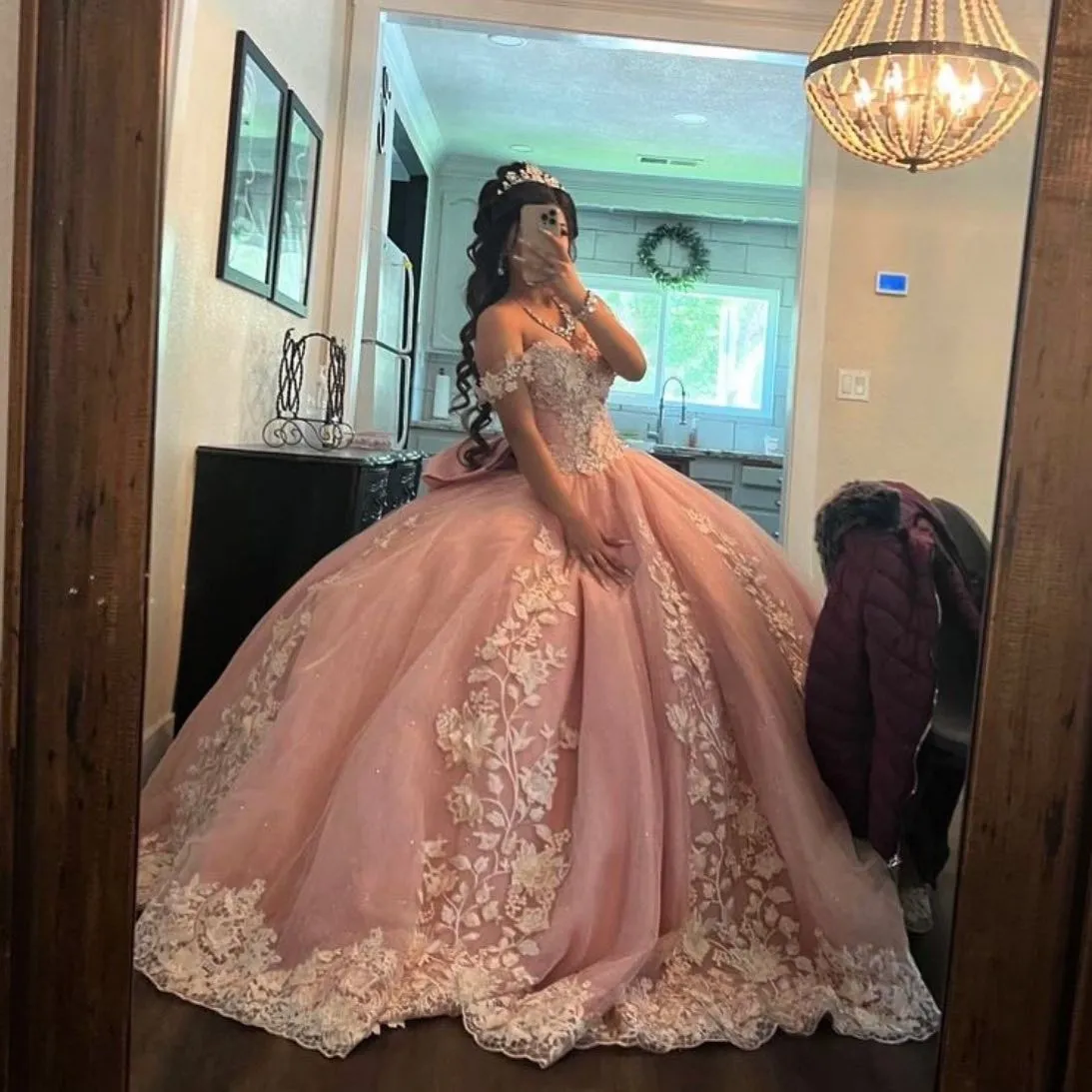 Diynav The Shoulder Quinceanera Dress Ball Gown For Sweet 16 Girl Appliques Graduation Party Princess Gowns HZ1017
