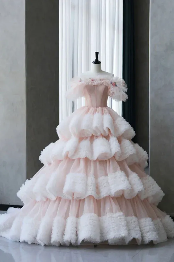 Diynav Tulle Pleated Layered Ball Gown Sweet Quinceanera Dress HZ1017 - Image 5