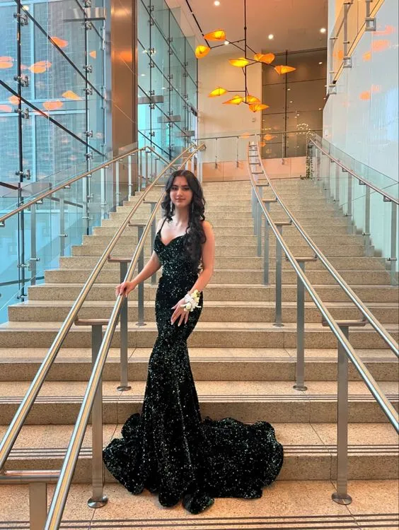 Diynav Green Sequin Long Evening Dress Charming Prom Dress HZ1017 - Image 2