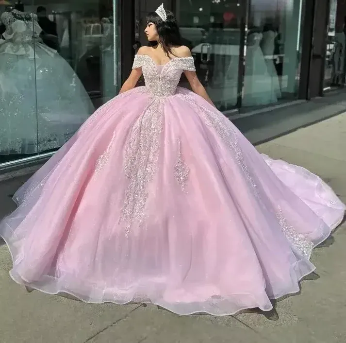 Diynav Quinceanera Dress Off Shoulder Appliques Beaded Ball Gown Sweet 16 Princess Quinceanera Dress HZ1017