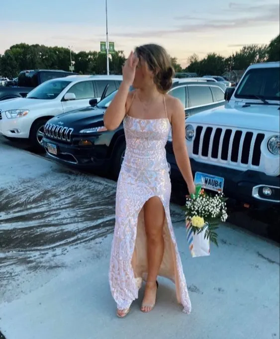 Diynav Iridescent Sequin Prom Dress,Charming Evening Dress HZ1017