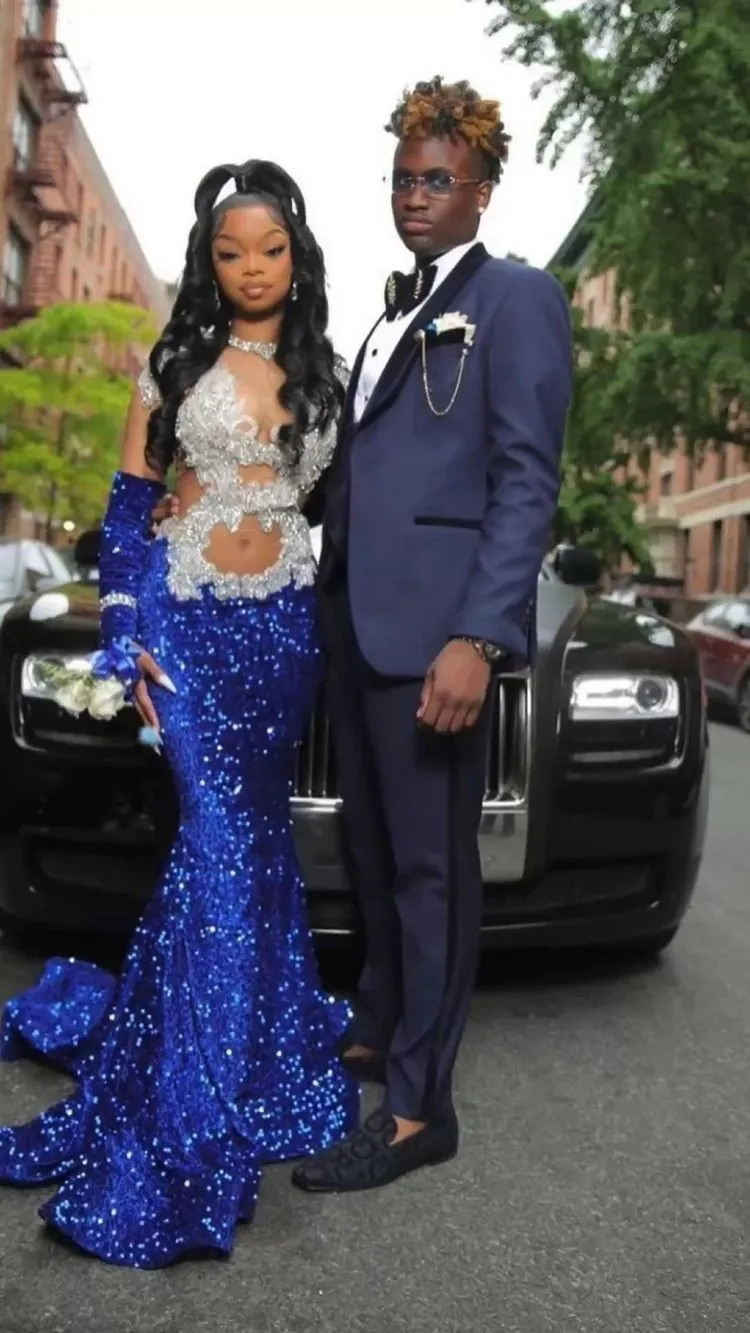 Diynav Mermaid Royal Blue Sequins Prom Dress ,Charming Evening Dress HZ1017