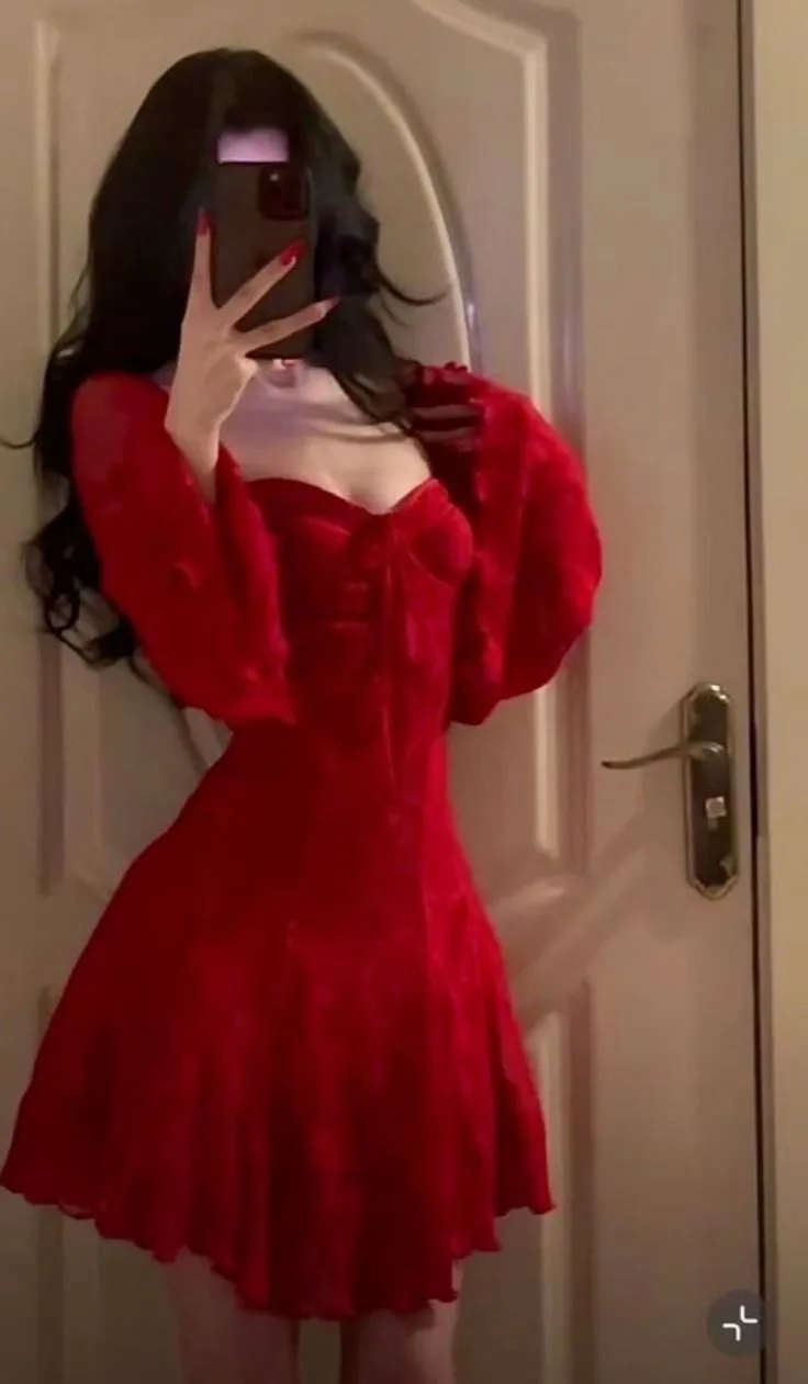 Diynav Red Lace Trumpet Sleeves Homecoming Dress Party Dress HZ1017