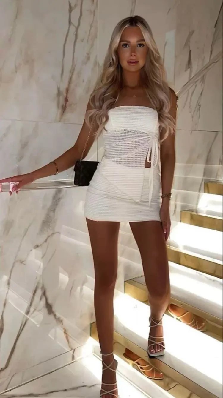 Diynav Strapless Short Homecoming Dress,Sexy White Mini Dress HZ1017