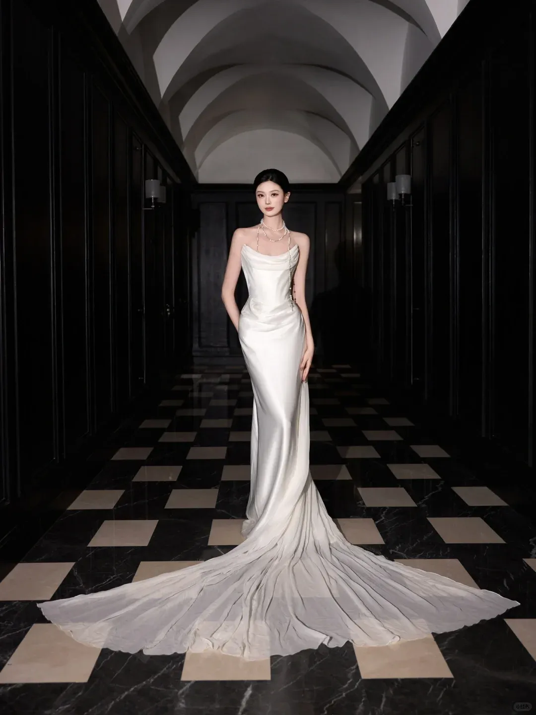 Diynav White Satin Chiffon Mermaid Prom Dress,Strapless Long Wedding Dress HZ1017 - Image 5