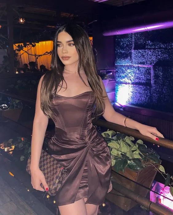 Diynav Sheath Strapless Brown Homecoming Dress Cocktail Dress HZ1017