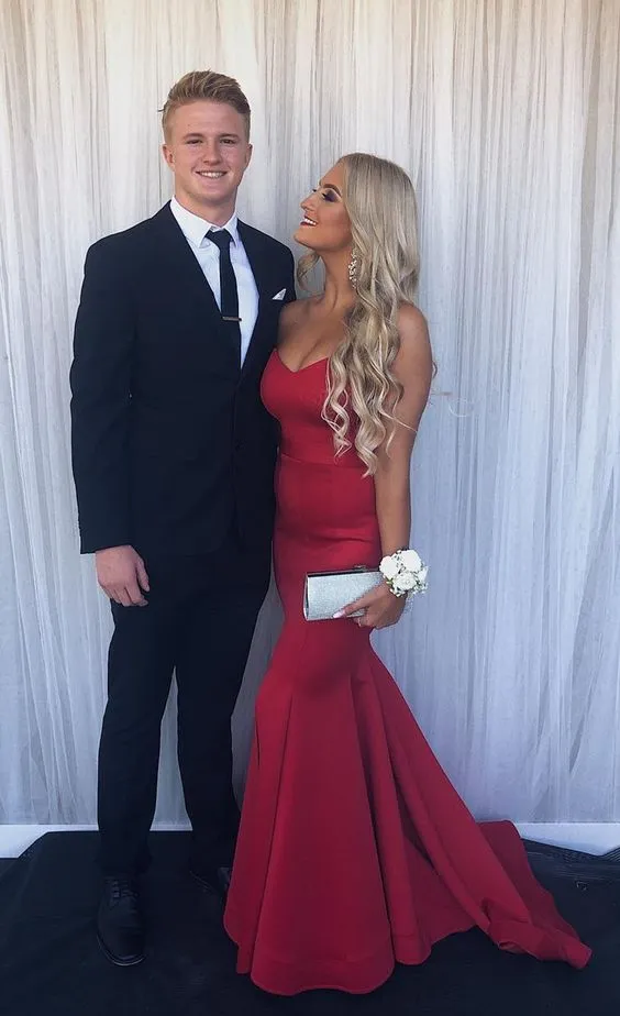 Diynav Mermaid Red Formal Evening Dress Red Long Prom Dress HZ1017 - Image 2