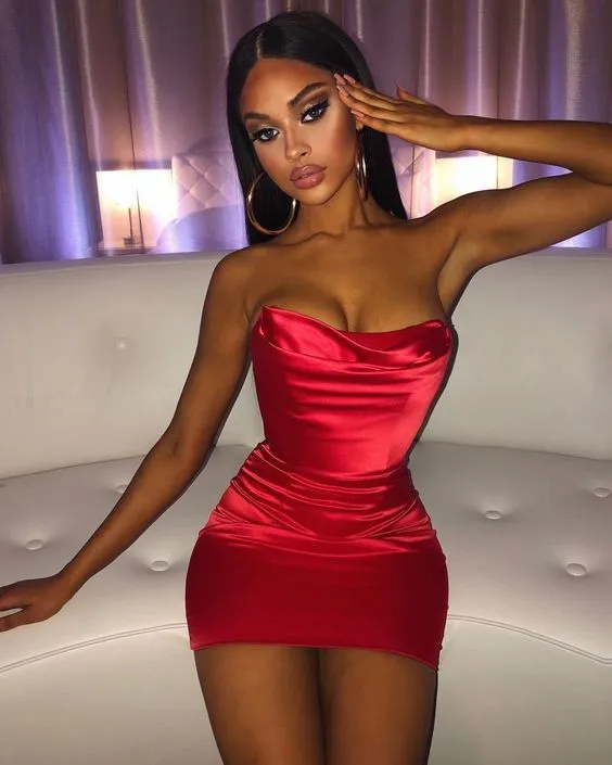 Diynav Sheath Strapless Red Short Homecoming Dress HZ1017