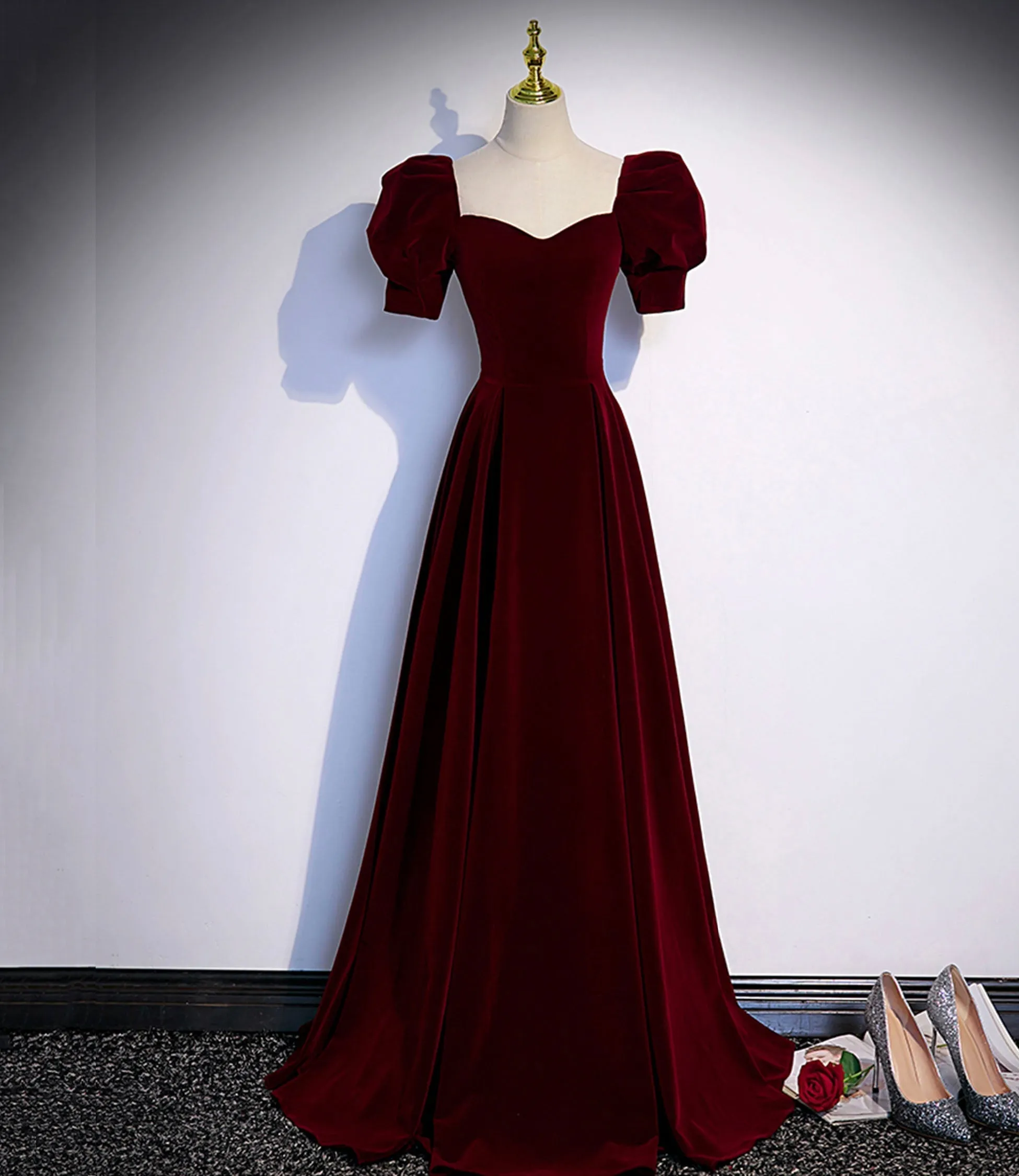 Diynav velvet long prom dress evening dress HZ1017