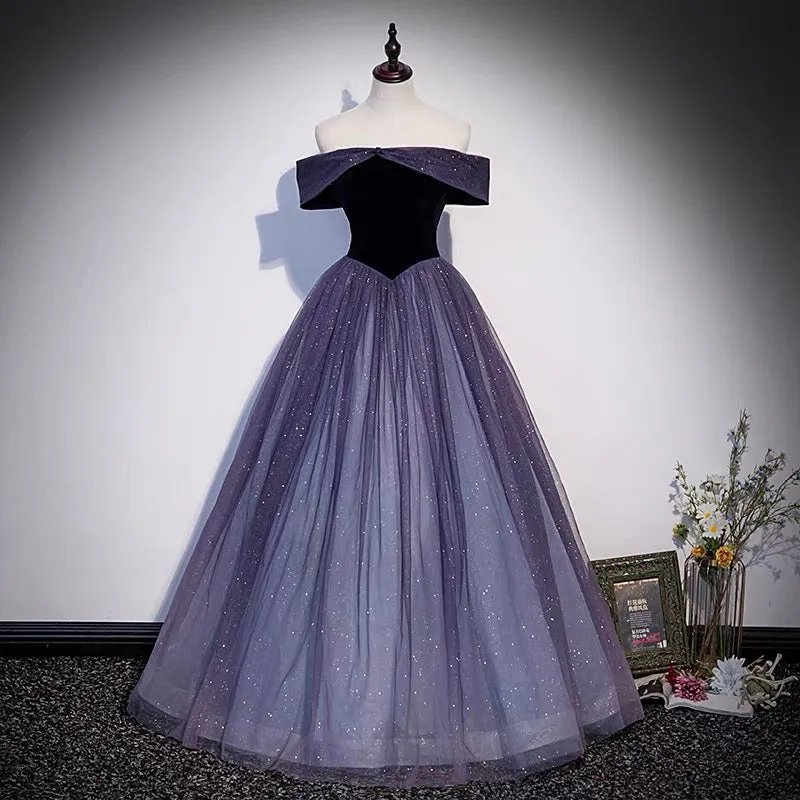 Diynav tulle long prom dress A line evening gown HZ1017