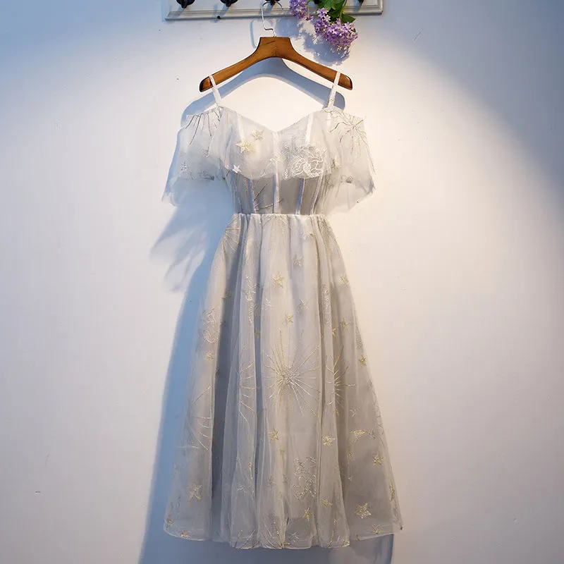 Diynav gray tulle short homecoming dress HZ1017