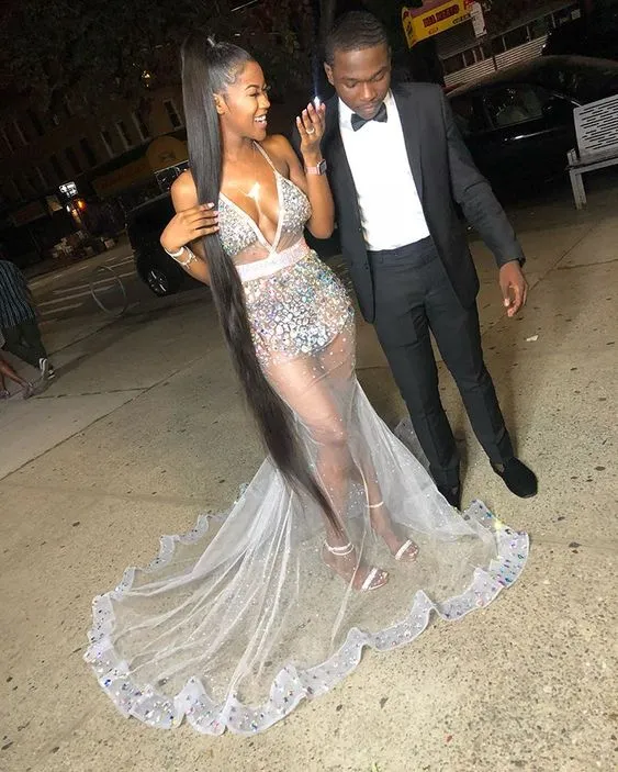 Diynav Girl African Girl Prom Gowns Evening Formal Dresses Shiny Evening Dress HZ1017