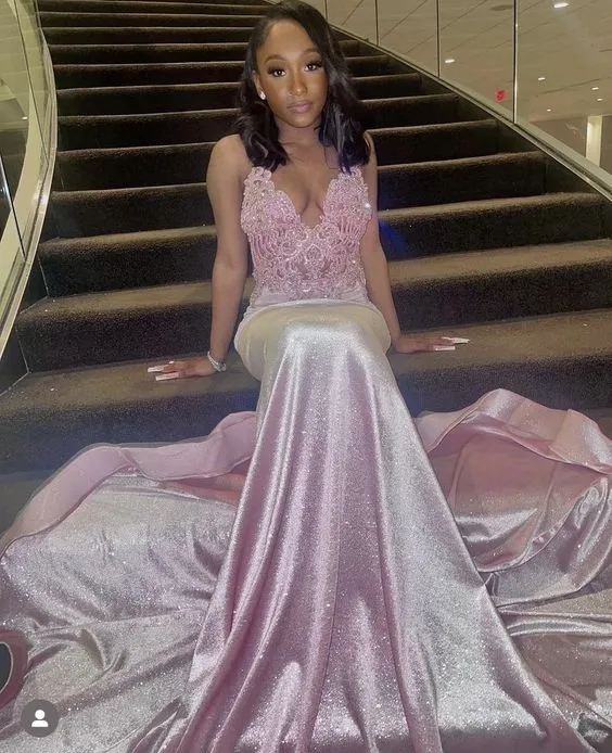 Diynav Mermaid Pink Long Evening Dress,Sexy Pink Evening Gown HZ1017