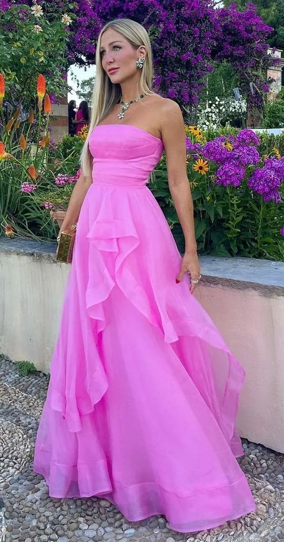 Diynav Pink Prom Formal Evening Dress Long Floor Length Dress HZ1017