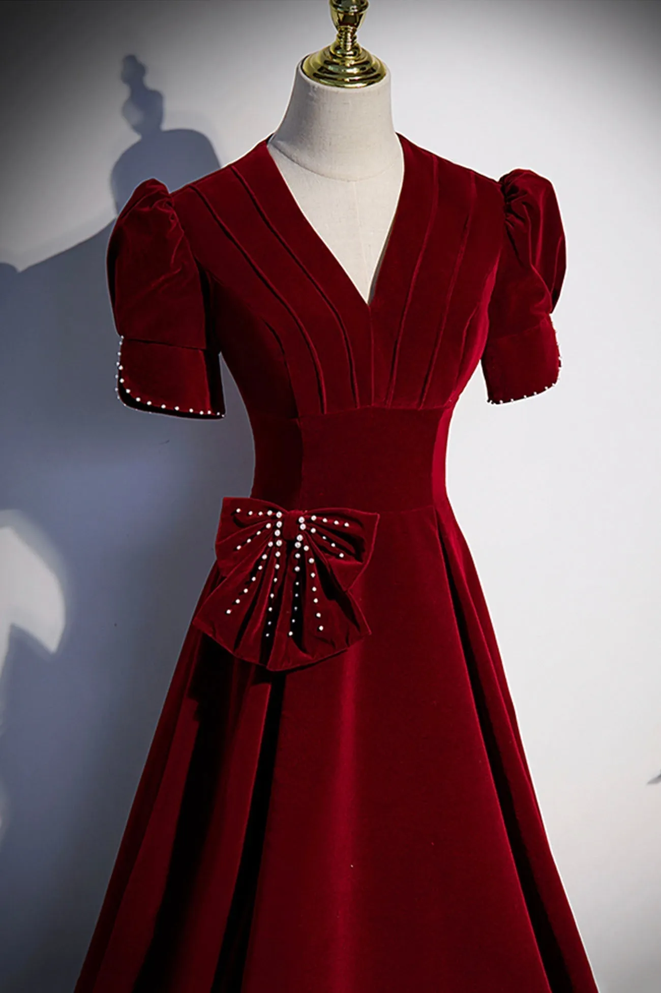 Diynav v neck long prom dress A line evening dress HZ1017 - Image 3