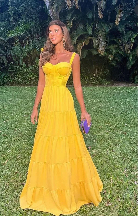 Diynav Prom Dresses Yellow Long Evening Gowns Formal Dress HZ1017