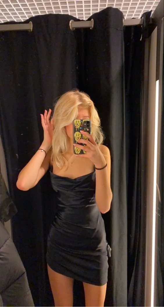 Diynav Women's Sexy Spaghetti Strap Elegant Round Neck Short Dress Black Short Homecoming Dress HZ1017