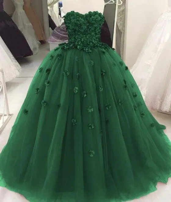 Diynav green ball gown quinceanera dresses with flowers HZ1017
