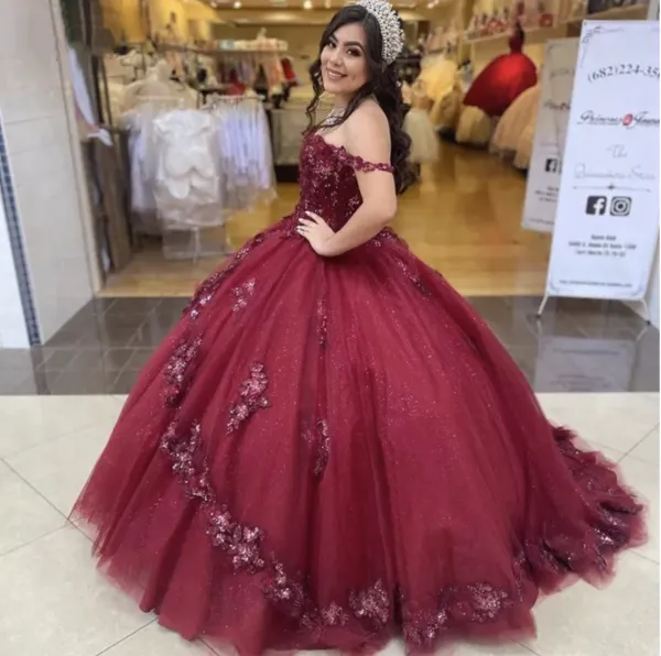 Diynav the Shoulder Pageant Gown Sweet 16 Dress Birthday Dresses,Sparkly Ball Gown HZ1017
