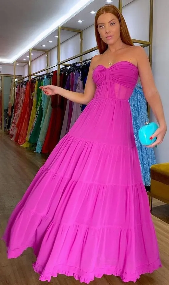 Diynav Fuchsia A-line Prom Dress,Charming Evening Dress HZ1017